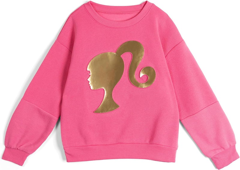 Barbie Girls Fleece Pullover Sweatshirt and Jogger Pants Outfit Set Toddler to Big Kid Sizes (2T - 10-12) - Image 2